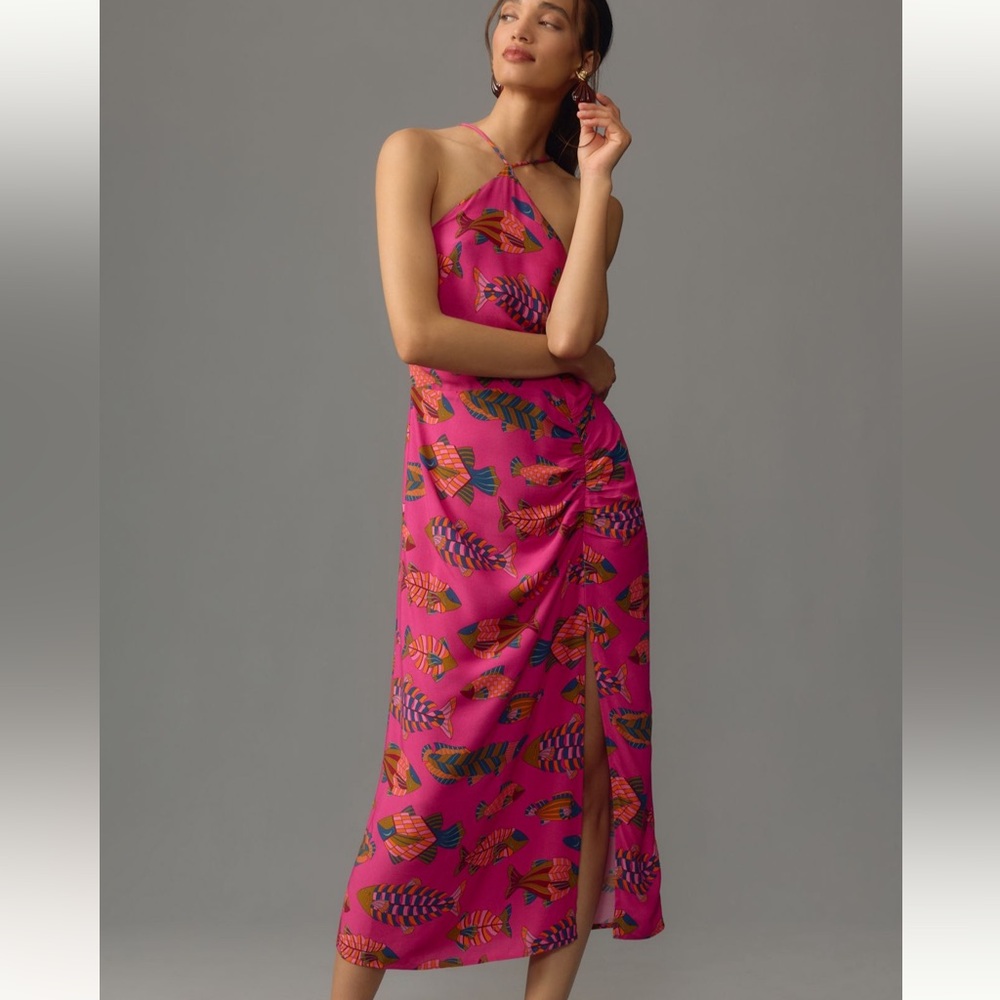 Farm Rio X Anthropologie Halter Slim Midi Dress